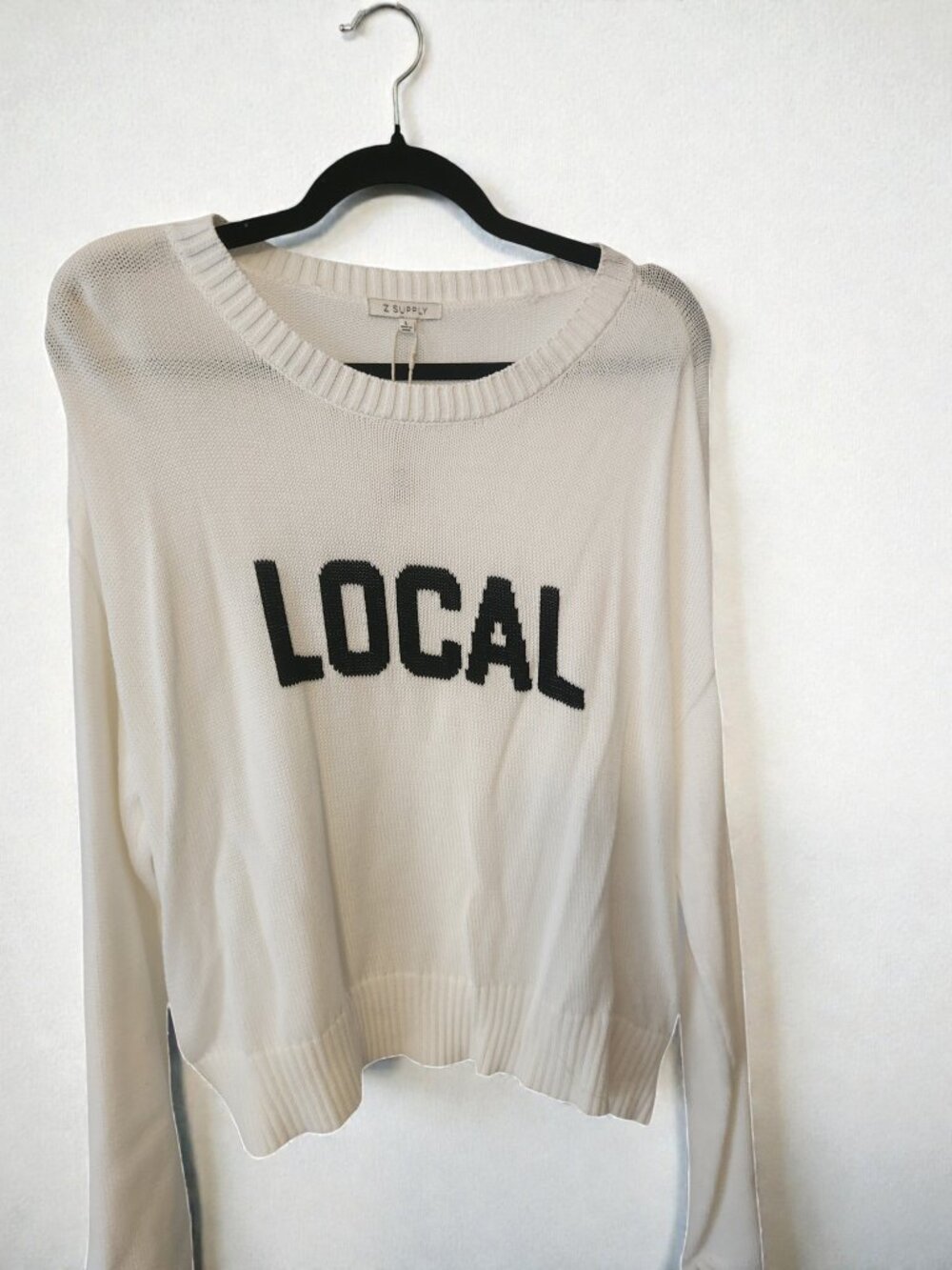 ✨ Z Supply LOCAL Sweater Large NWT Cream Lightweight Graphic ✨ - Picture 5 of 11